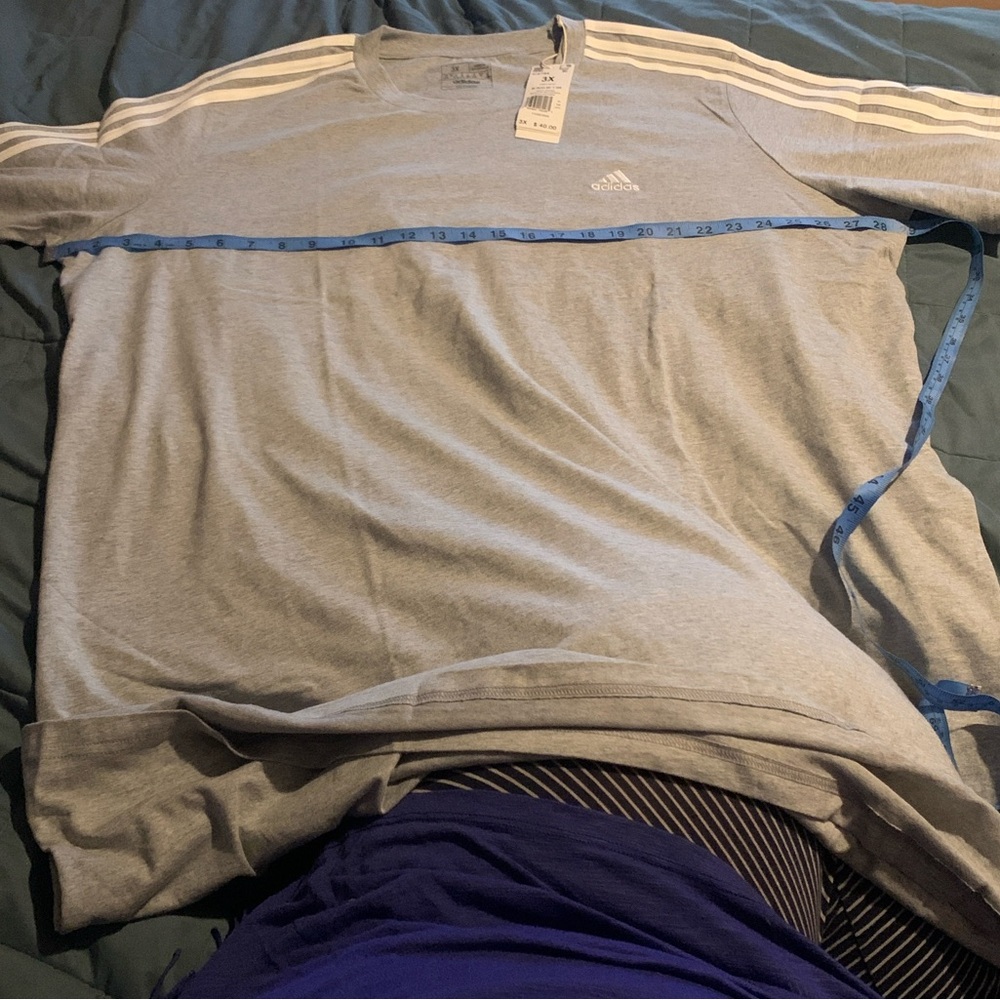 3X Adidas Essentials plus size NWT boyfriend tee shirt dress gray sporty casual - Picture 4 of 7